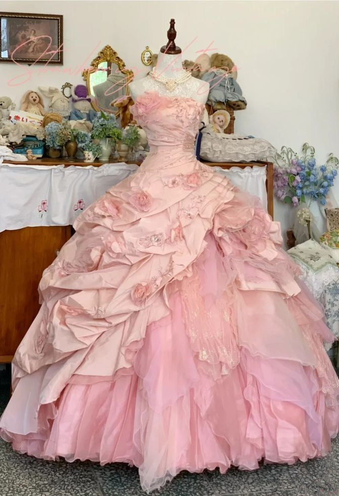 Pink A Line Princess Quinceanera Dress Ball Gown Sweet 16 Dresses fg7178