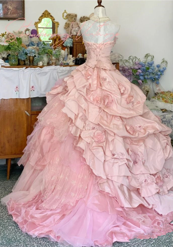 Pink A Line Princess Quinceanera Dress Ball Gown Sweet 16 Dresses fg7178
