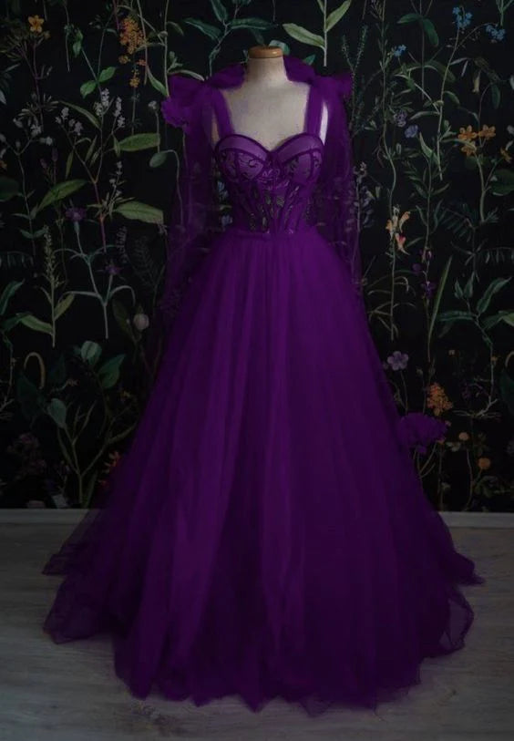 Dark Purple Long Prom Dresses Formal Dress fg3430