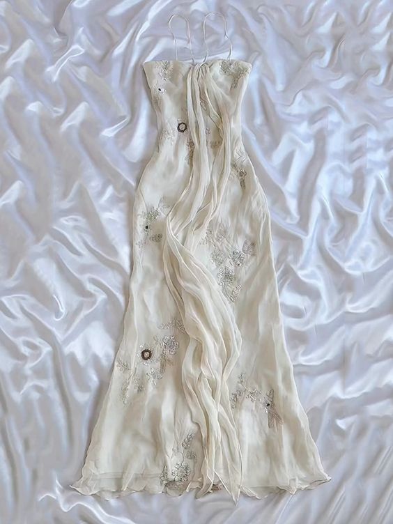 Vintage Ivory Straps Charming Party Dress long prom evening dresses fg6716