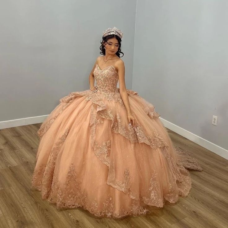 Champagne Shiny Off The Shoulder Ball Gown Quinceanera Dress Appliques Lace Beaded Birthday Party Gowns Sweet 16 vestidos fg5679