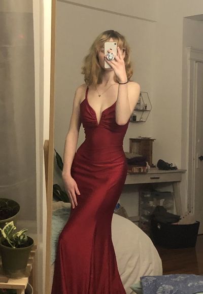 mermaid long prom dress v-neck tight simple prom dress fg7648