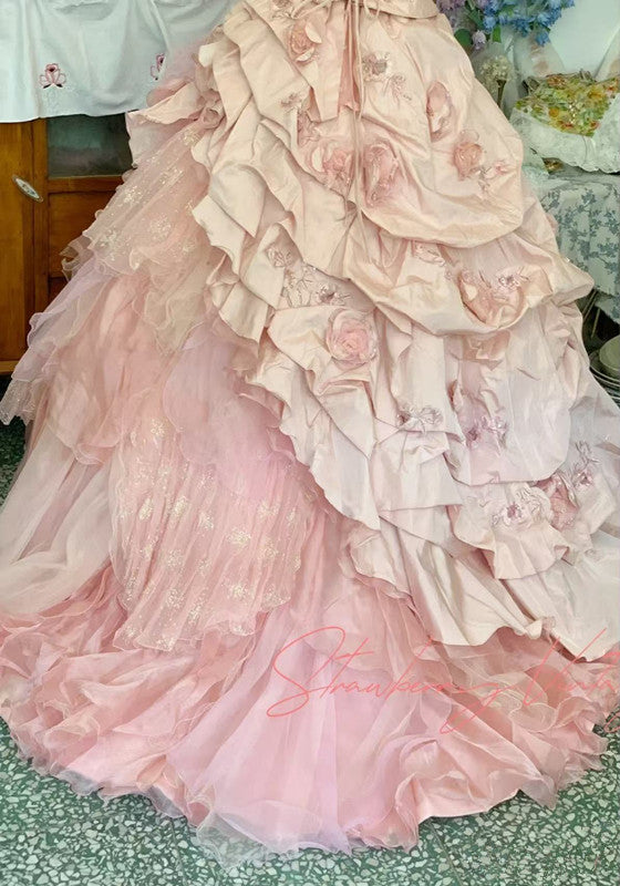Pink A Line Princess Quinceanera Dress Ball Gown Sweet 16 Dresses fg7178