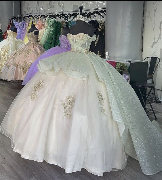 Luxury Quinceanera Dresses Applique Corset Ball Gown Prom Sweet 16 Dress fg2493