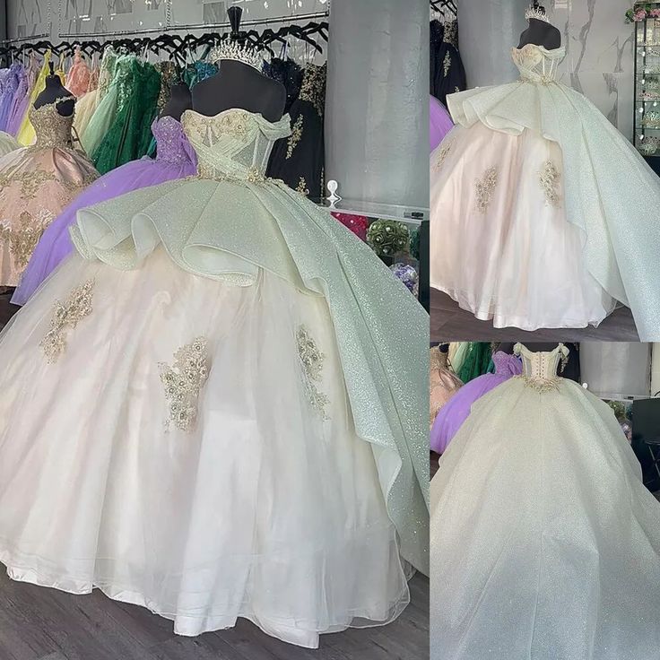Luxury Quinceanera Dresses Applique Corset Ball Gown Prom Sweet 16 Dress fg2493