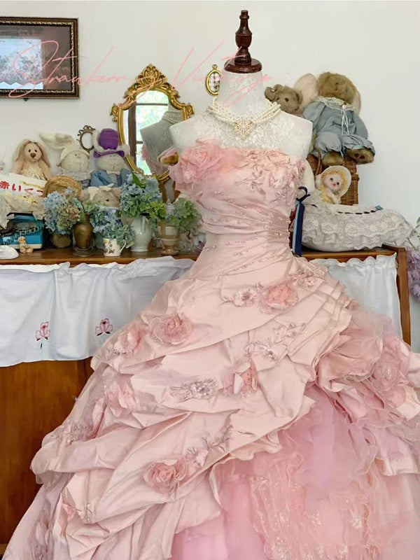 Pink A Line Princess Quinceanera Dress Ball Gown Sweet 16 Dresses fg7178