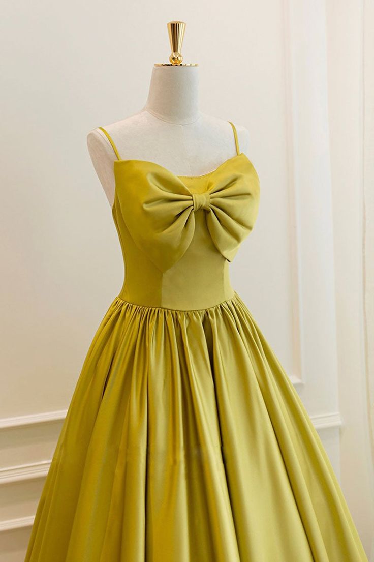 Yellow Satin Short Prom Dresses, Cute A-Line Bow Homecoming Dresses fg5223