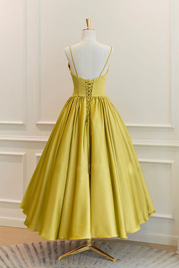 Yellow Satin Short Prom Dresses, Cute A-Line Bow Homecoming Dresses fg5223