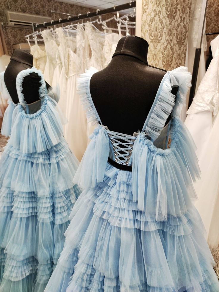 Princess Simple Dress, Blue Prom Dress, Evening Dress, Cocktail Dress, Feminine Party Dress,Blue Wedding Dress fg3988