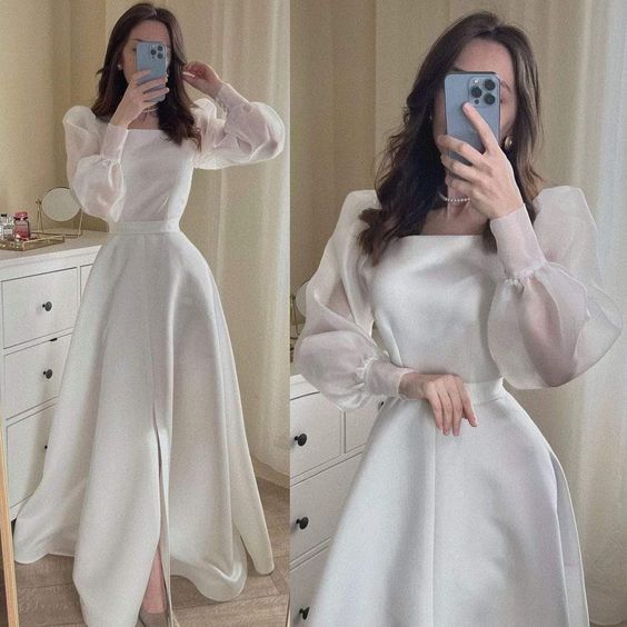 White Evening Dresses Prom Gowns Formal Women Dress fg4111