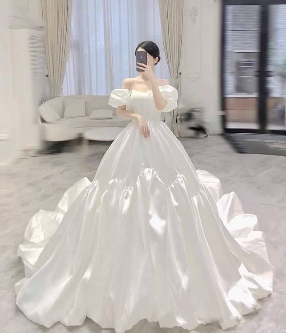 A Line White Prom Dresses Ball Gown Wedding Dress Evening Dress fg4131
