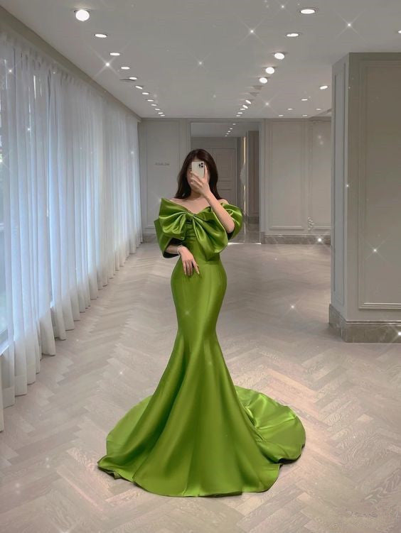 Satin Long Prom Dress Party Dress Mermaid Gown fg4143