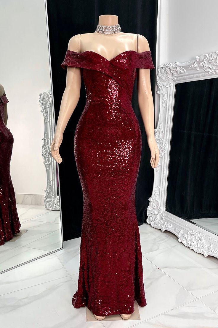 Gorgeous Long Mermaid Off-the-shoulder Sequined Split Prom Dress fg4053