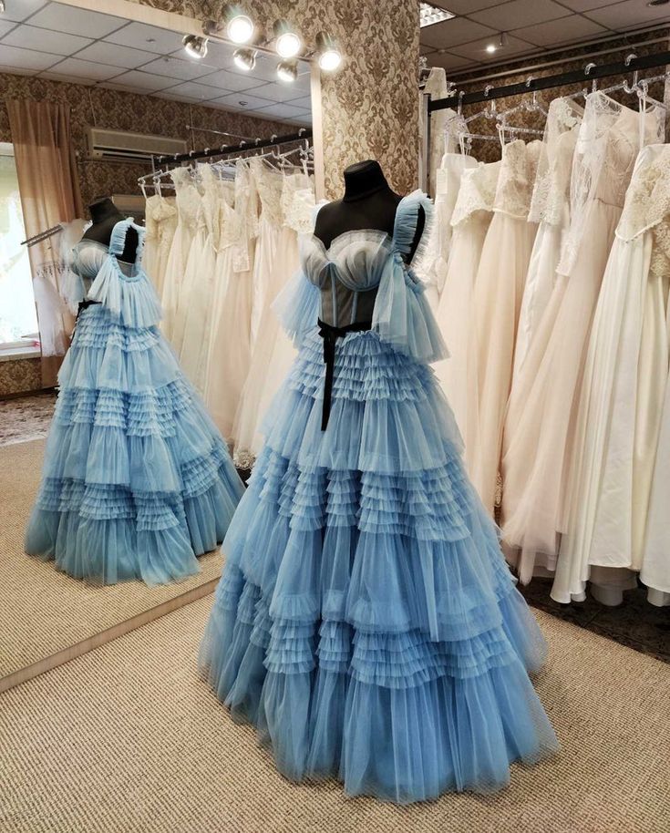 Princess Simple Dress, Blue Prom Dress, Evening Dress, Cocktail Dress, Feminine Party Dress,Blue Wedding Dress fg3988