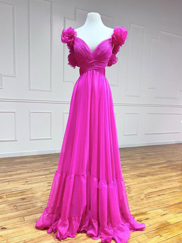 A-Line Fuchsia Long Prom Dresses, Backless Fuchsia Long Formal Dresses fg3971
