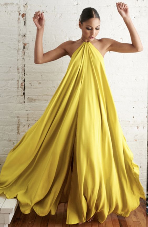 Yellow Long Party Dress Prom Gown fg4194