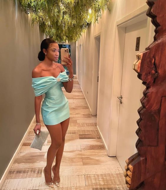 Tiffany Blue dress Short Prom Dress Homecoming Dress fg3856