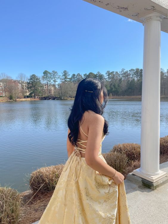 Beautiful Yellow Long Formal Gown, Party Prom Dresses fg3573