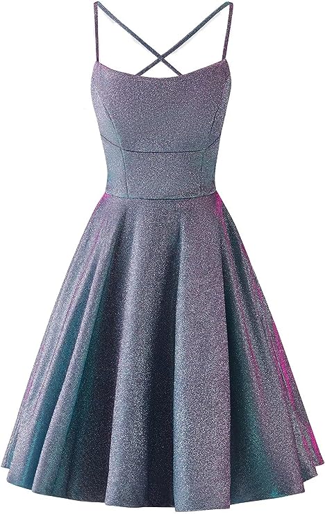 Sparkly Glitter Homecoming Dresses Short Spaghetti Straps Prom Dress Party Gowns for Women with Pockets Homecoming Dress fg3653
