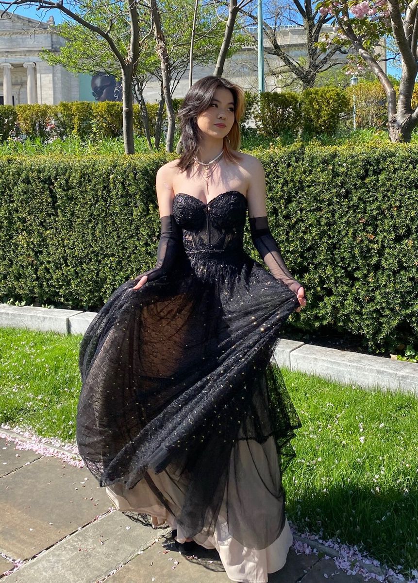 strapless black sparkly prom dress,chic black prom gown fg3805