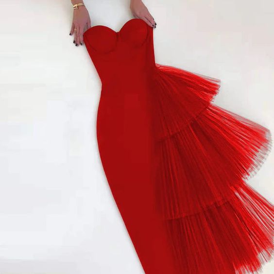 Elegant Red Mermaid Prom Dresses Party Gowns Evening Dress fg4056