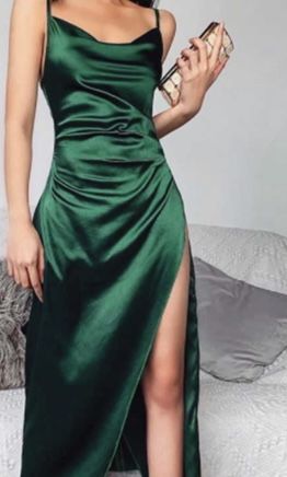 Green Prom Dresses A line Satin New Formal Dress fg3479