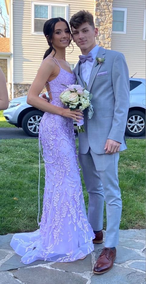 Purple Mermaid Prom Dresses Lace Appliques Evening Party Formal Gowns fg3775