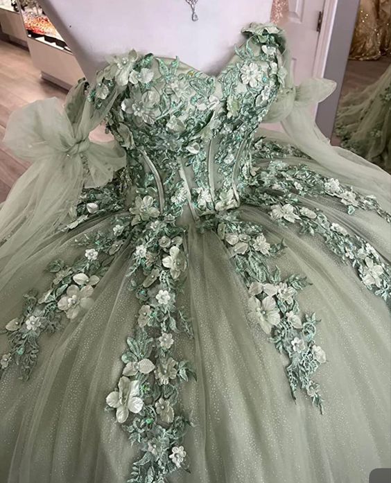 Women's Off Shoulder Quinceanera Dresses Ball Gown with Train Puffy Sweet 15 16 Dresses 3D Flowers Prom Dresses fg3667