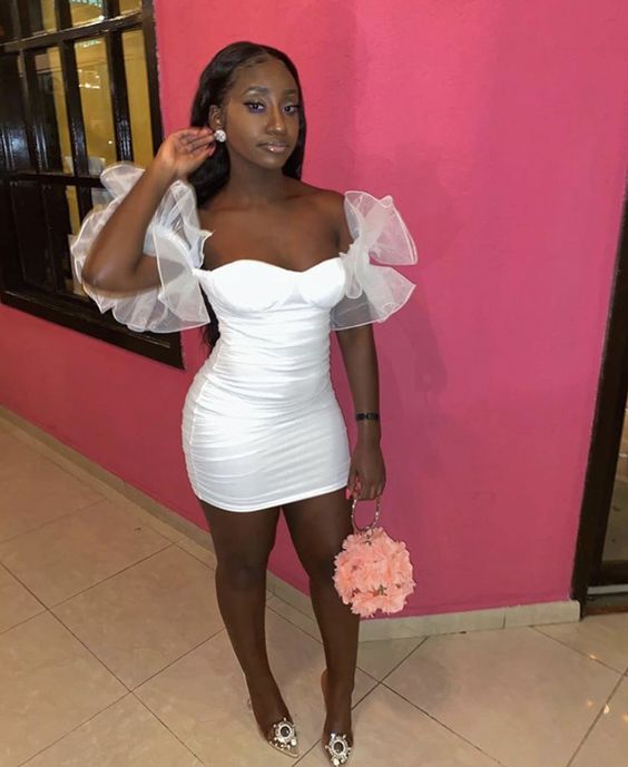 Black Girl Homecoming Dress Short Party Gown fg3796