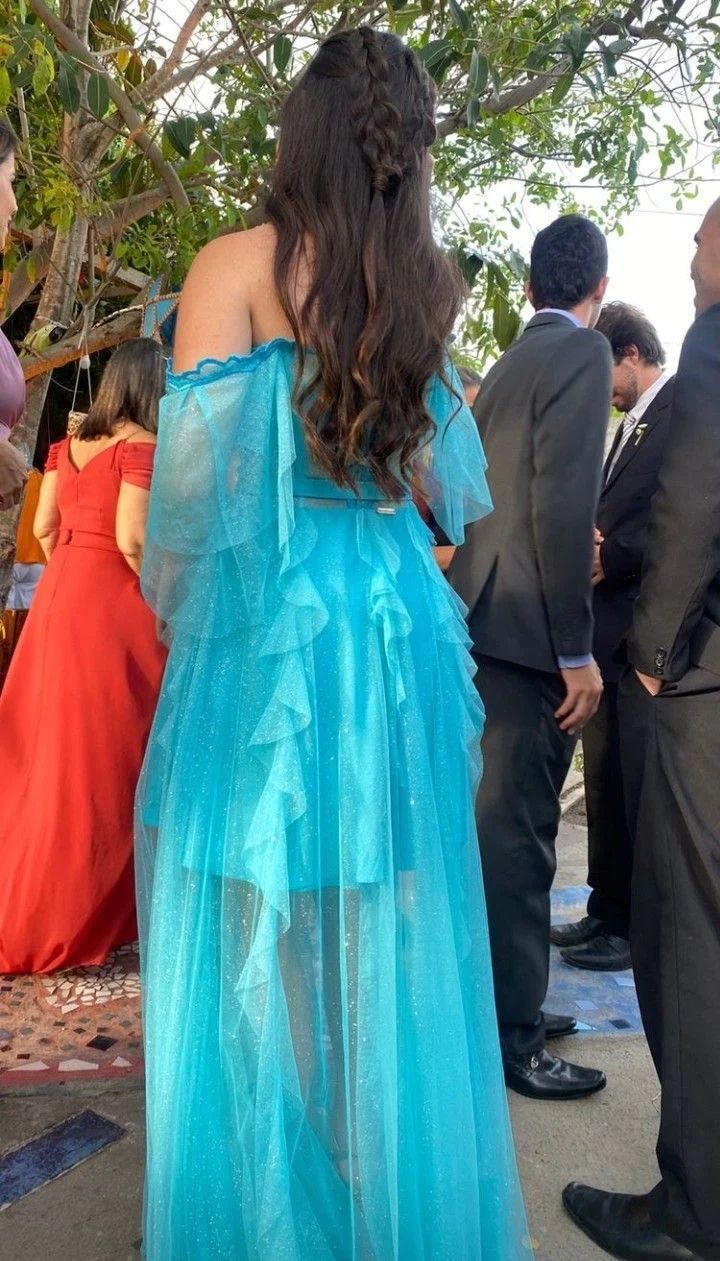 Off The Shoulder Blue Long Prom Dress,Charming Blue Evening Dress fg3951