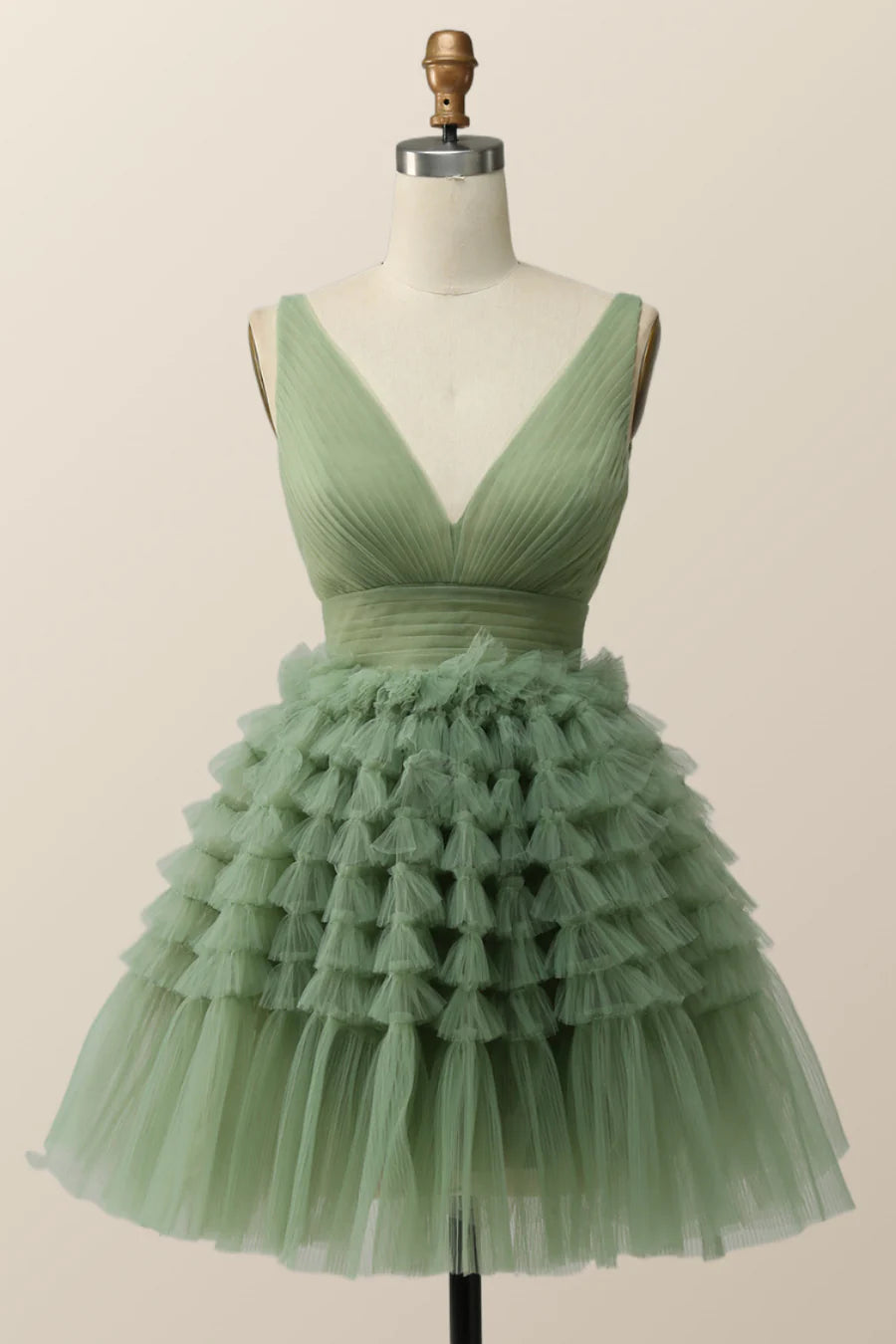 Empire Green Tulle A-line Party Dress Homecoming Dresses fg3727