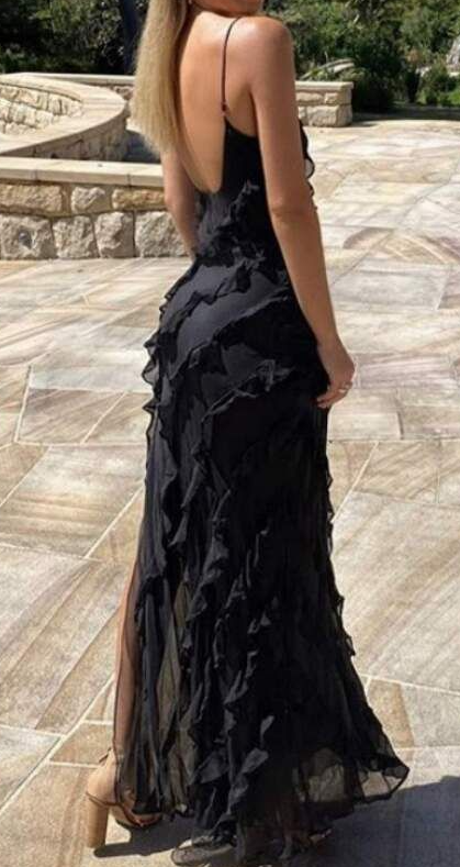 black sexy long prom dress fg3794