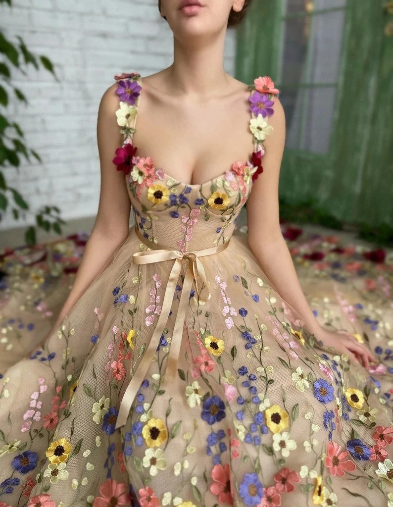 3D Flower Lace Prom Dress Spring Dress fg693