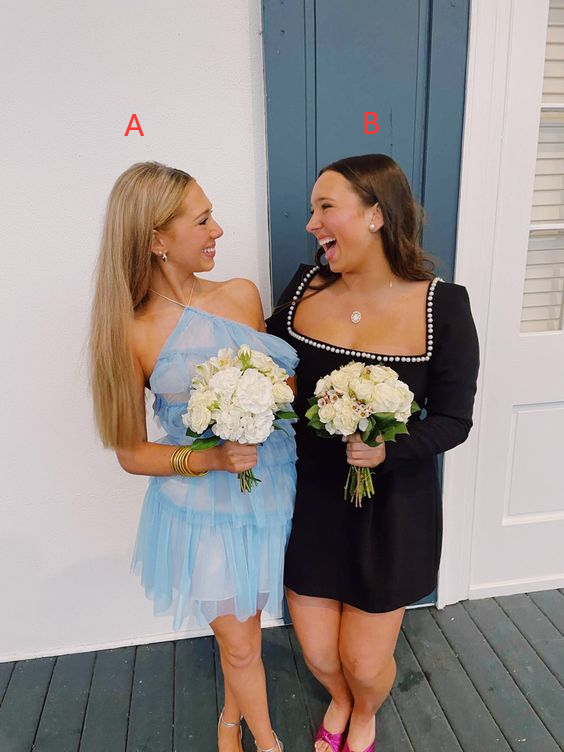 Black/Blue Homecoming Graduation Dress Short Prom Dresses fg3927