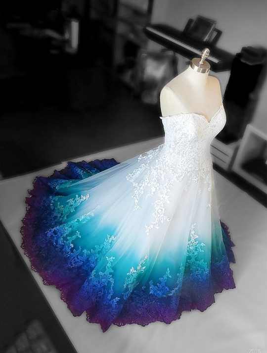 Colorful Ombré Wedding Dress Ball Gown fg2685
