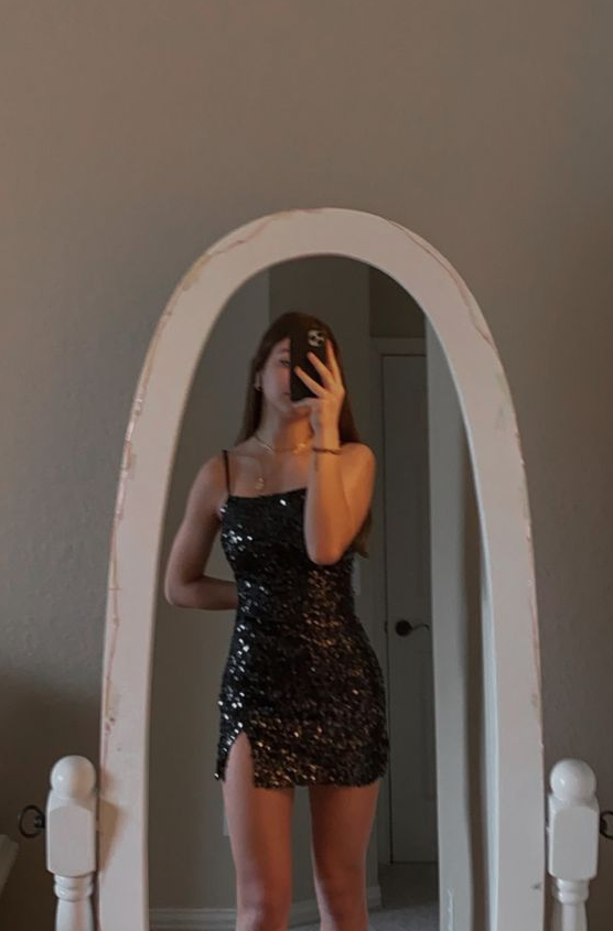 Black Short Prom Dress, Sequin Homecoming Dresses fg3471