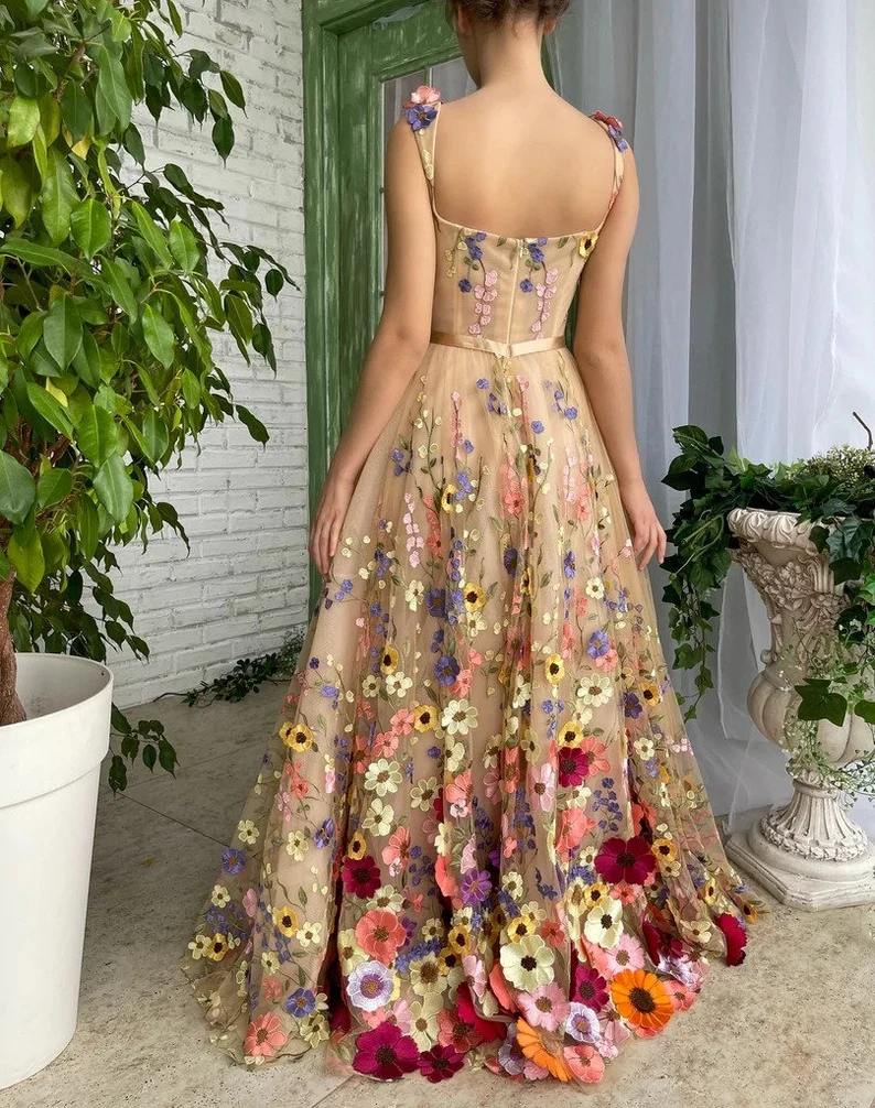 3D Flower Lace Prom Dress Spring Dress fg693