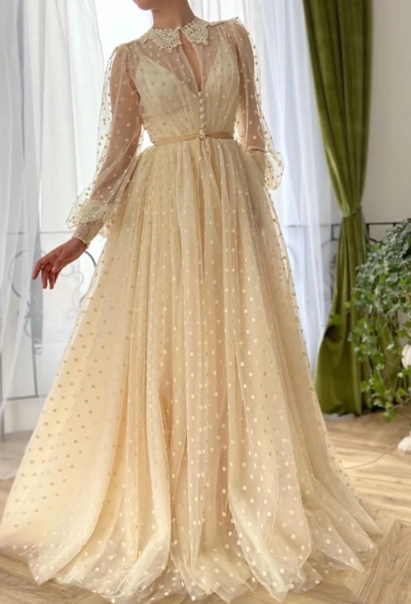 Fashion Prom Dresses Lace Appliques Long Sleeves Evening Gowns A Line Formal Long Special Occasion Party dress fg5272