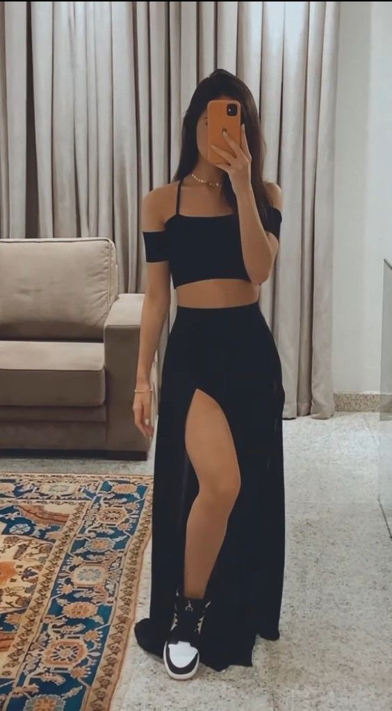 Black Evening Dresses, Sexy Two Piece Formal Prom Dresses fg2954