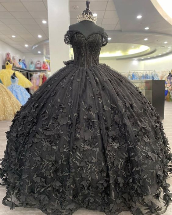 Black quinceañera dress Ball Gown Prom Dresses Evening Gown fg2863