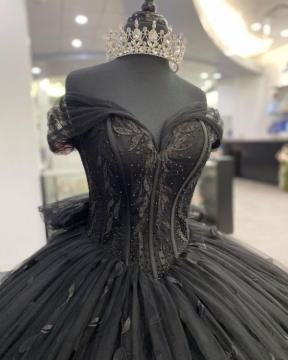 Black quinceañera dress Ball Gown Prom Dresses Evening Gown fg2863