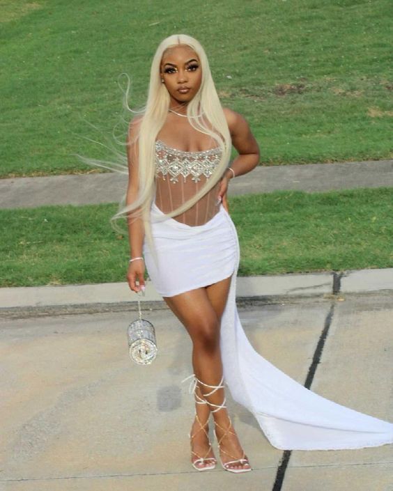 sparkly rhinestones white homecoming dresses fg1564