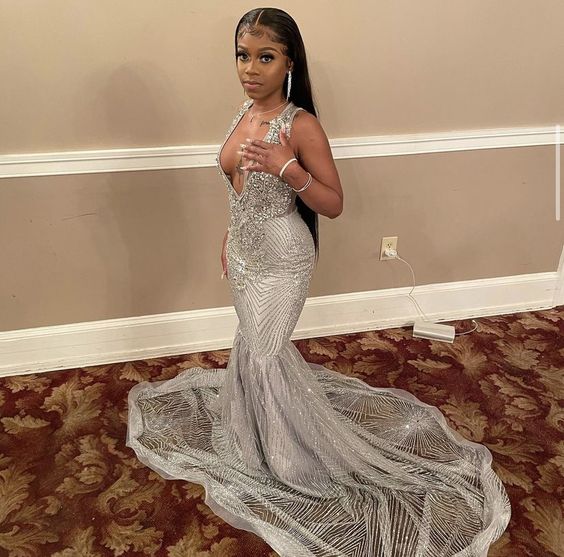 Silver Mermaid Women Formal Evening Party Prom Gowns fg2241