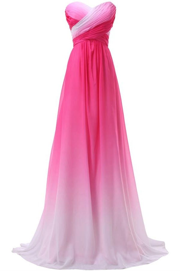 Pretty Pink Sweetheart Long Gradient Chiffon Prom Dresses,Elegant Prom Gowns fg1821