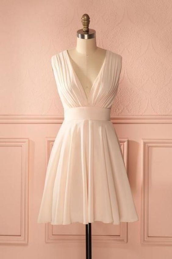 Deep V Neck Chiffon Homecoming Dress fg1144