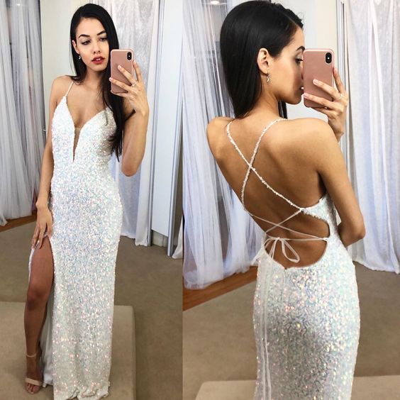 Shiny Mermaid Evening Dress Long with Slit fg1387
