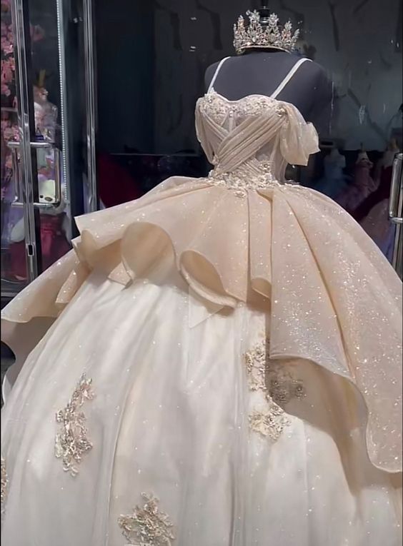 Luxury Quinceanera Dresses Applique Corset Ball Gown Prom Sweet 16 Dress fg2493