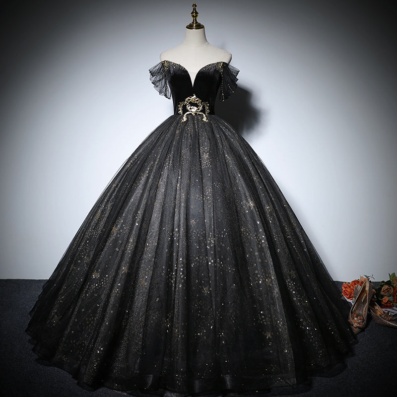 Black evening dress 2022 new dress long elegant prom dress fg126