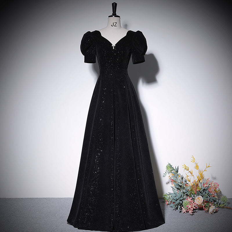 Black evening dress new long velvet prom dress fg146