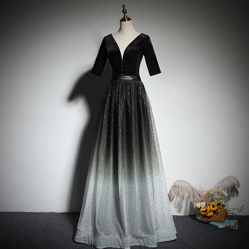 A-line black evening dress new prom dress party gowns fg192